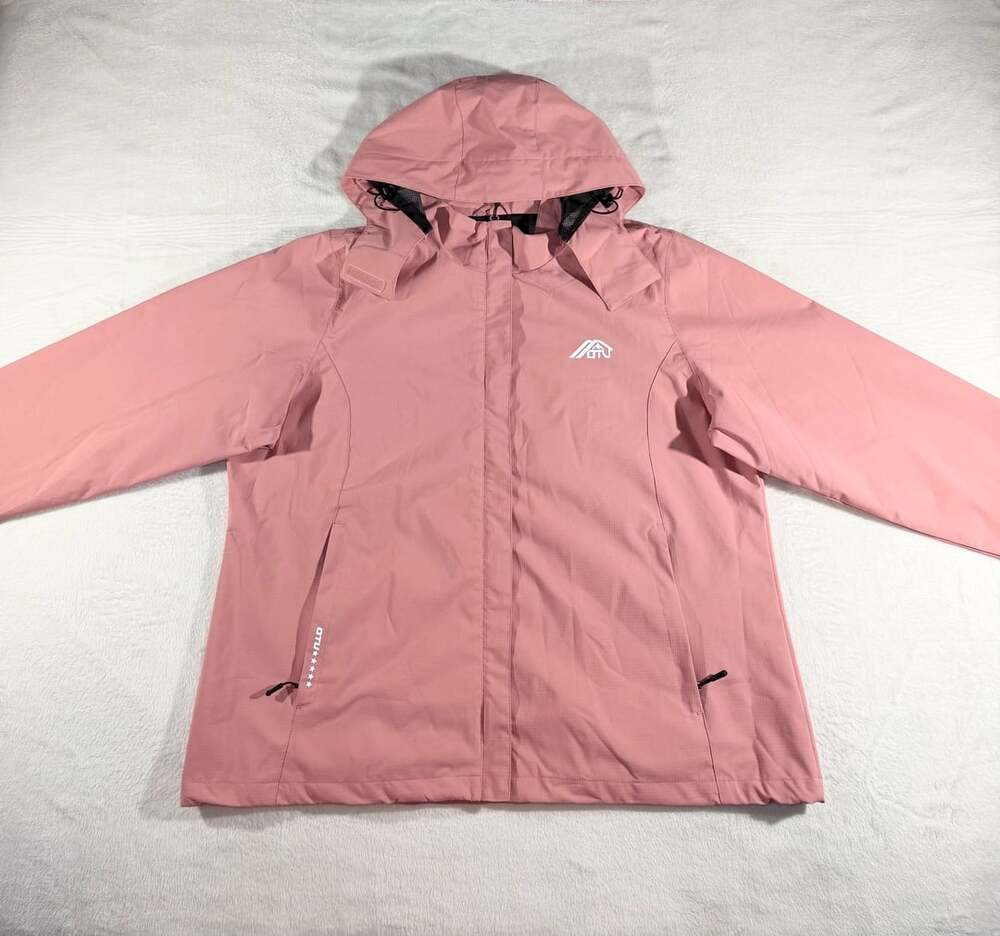 OTU Women's Pink Waterproof Hooded Rain Jacket XXL